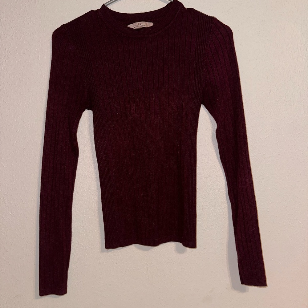 Maroon Love Tree Fitted Sweater